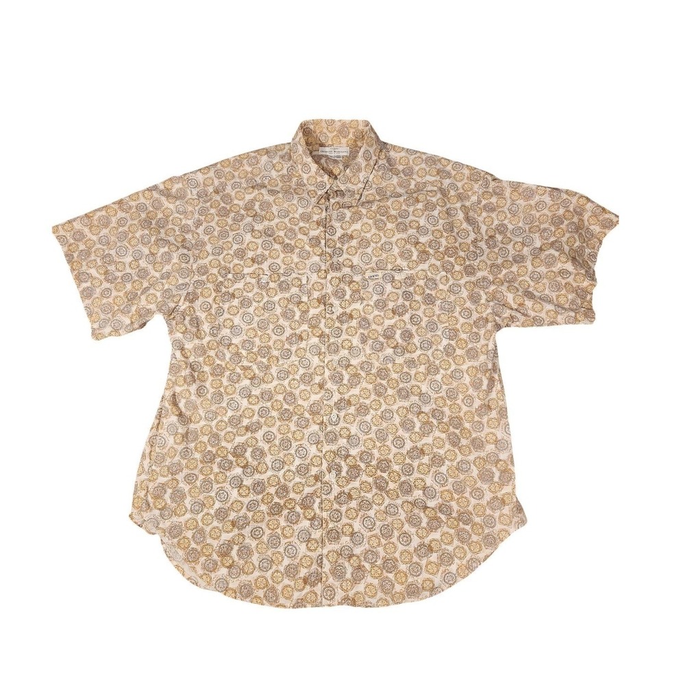 Vintage 1980's GUESS By Georges Marciano‎ Shirt Mens Medium Beige Medallion USA